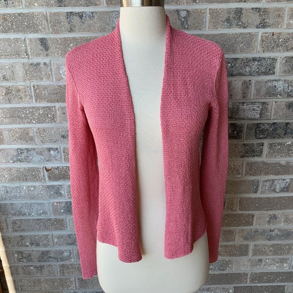Eileen Fisher Sweaters - EILEEN FISHER Pink Knit Open Cardigan Sweater PP